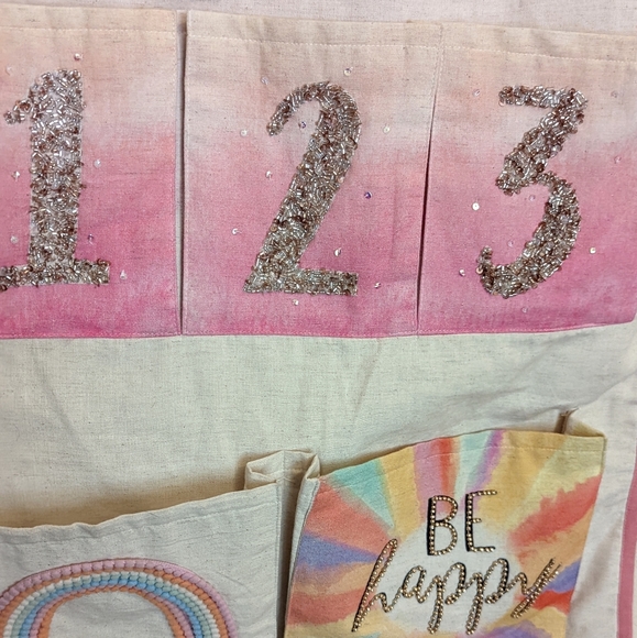 Be Happy Rainbow Canvas Hanging Pocket Organizer - Picture 3 of 11